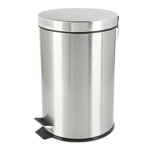 Silver 24 X 12 Inches Round Glossy Finished Stainless Steel Bin For Indoor And Outdoor