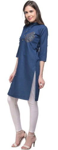 Ladies Denim Blue Half Sleeves Kurti Size S to XL
