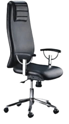 4 Feet Tall Adjustable Stainless Steel And Leather High-Back Swivel Office Chair 
