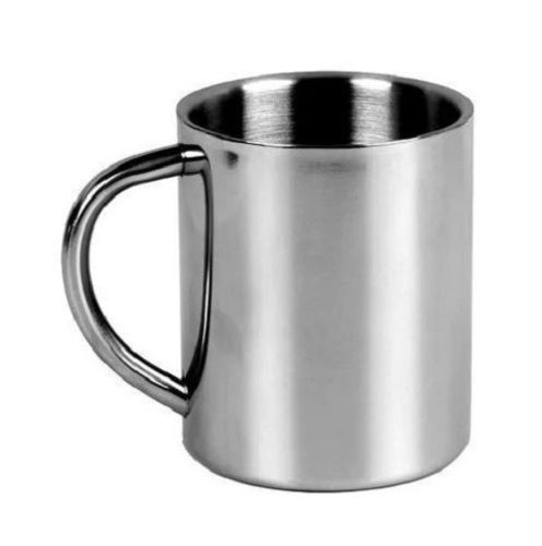 Silver 8 Inches Long Round Shape Polished Finished Stainless Steel Mug