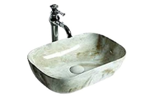 Green Aesthetic Look Ceramic Durable Elongated Shaped Wash Basin