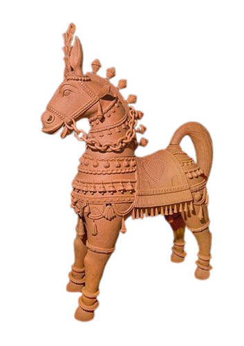Carved Designer Handicraft Horse Terracotta Sculpture For Home Decoration
