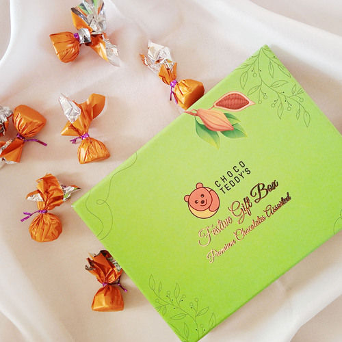 High Quality Choco Teddy'S Handmade Premium Assorted Diwali Chocolate Gift Box - 12 Pcs (Milk And Dark Chocolates) - 120 G