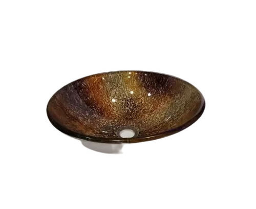 Brown Glossy Finish Glass Wash Basin