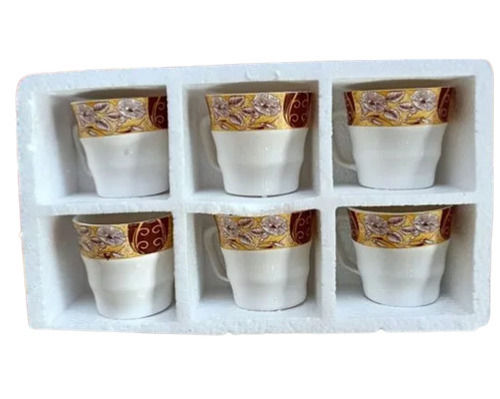 Mirror Surface Finish Scratch Resistant Stoneware Ceramic Printed Tea Cup Set