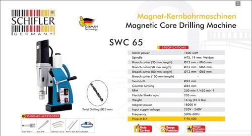 White Semi-Automatic Magnetic Drill Machine