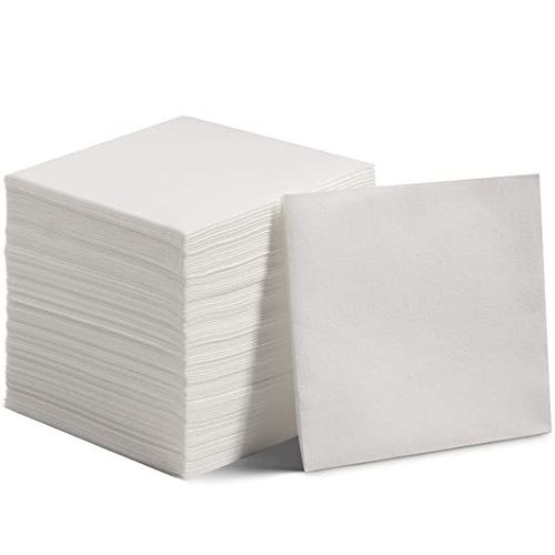 White 10 X 10 Inches Square Shape Plain Dyed Linen Disposable Beverage Napkins