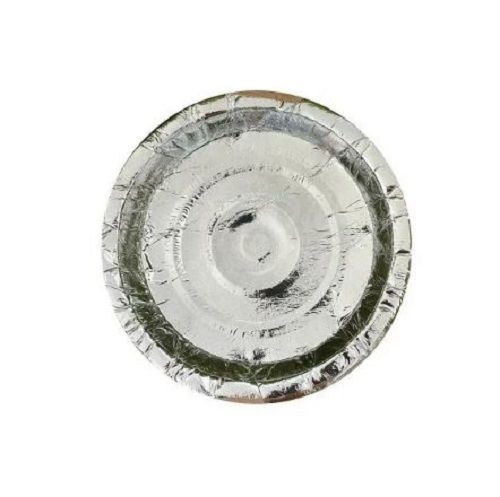 Silver 12 Inch Heat And Cold Resistant Silver-Coated Plain Paper Round Disposable Plate