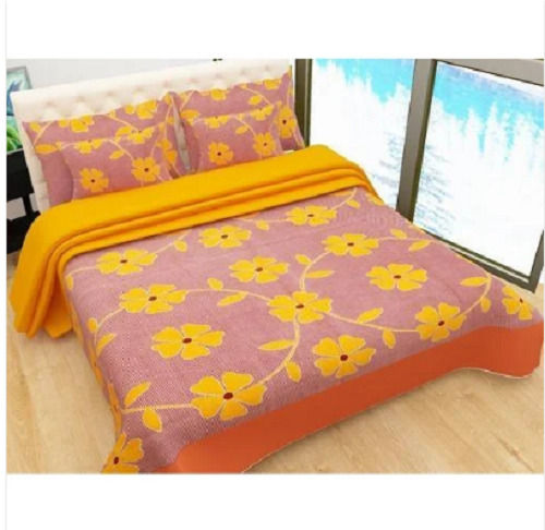215 X 230 Cm Polyester Floral Printed Queen Size Bedsheet With 2 Pillowcase