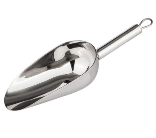 Silver 3 Mm Thick 6 Inches Long Glossy Finish Stainless Steel Scoop