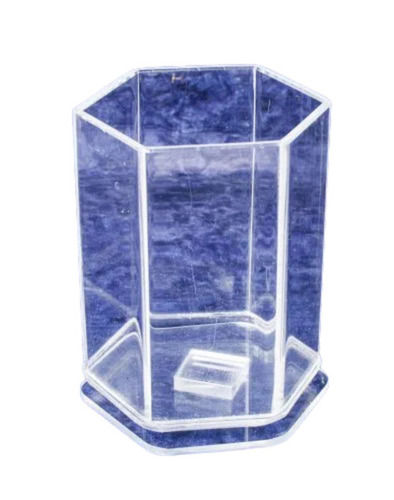 Lightweight 4X2.5 Inches Hexagonal Shaped Table Top Plain Acrylic Pencil Holder 