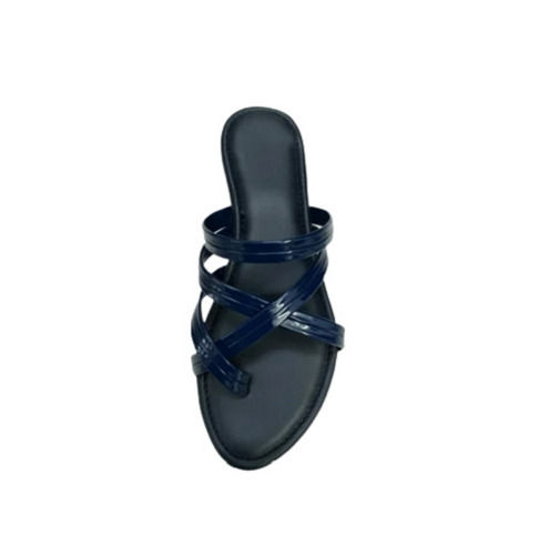 Blue Casual Wear Lightweight Pu And Pvc Plastic Flat Heel Footwear For Ladies