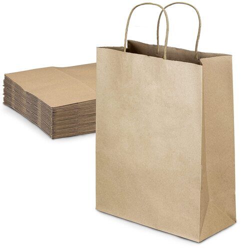 Plain Kraft Paper Carry Bags For Shopping Use