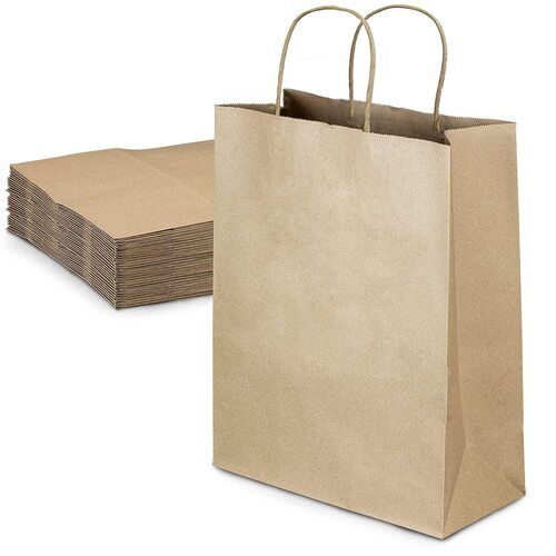 Brown Plain Kraft Paper Carry Bags For Shopping Use