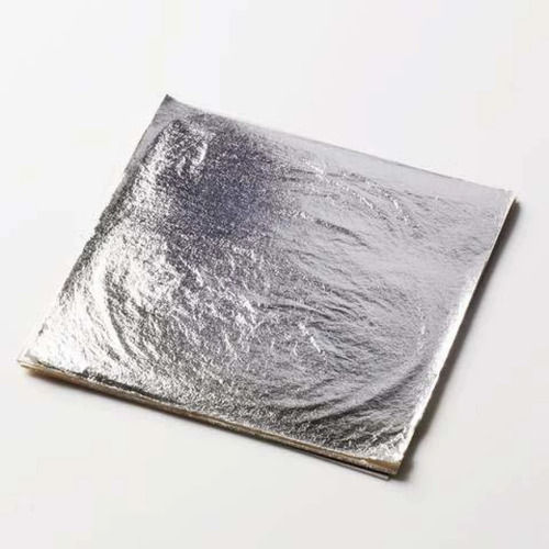 Silver Leaf Sheet - 100% Pure Edible Silver, 4x6 Inch Rectangular Size, Vegetarian Decoration Option, FSSAI Certified