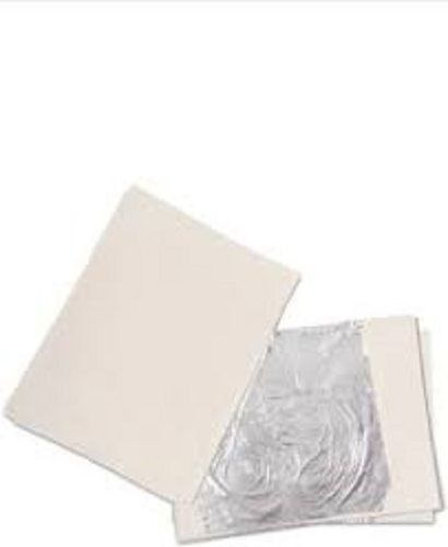 Silver Leaf Sheet - 100% Pure Edible Silver, 4x6 Inches Rectangular | Vegetarian, FSSAI Certified, Pack of 100 Pieces