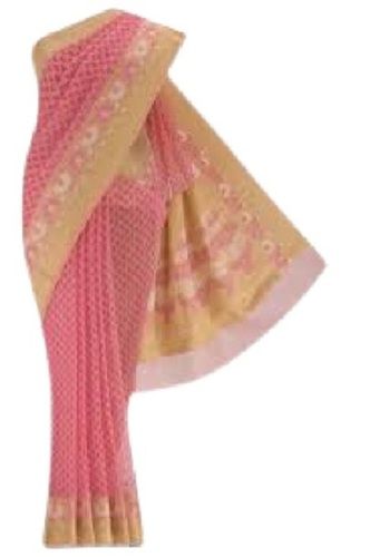 Summer Skin Friendly Ladies Printed Casual Wear Pink Cotton Sarees