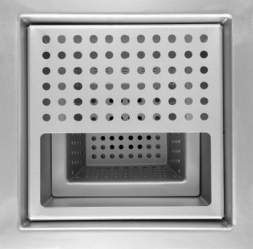 Silver 14X14 Inches Square Glossy Finished Stainless Steel Floor Drain