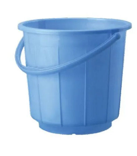 Sky Blue 15 Liter Capacity Round Glossy Plastic Buckets For Bathrooms