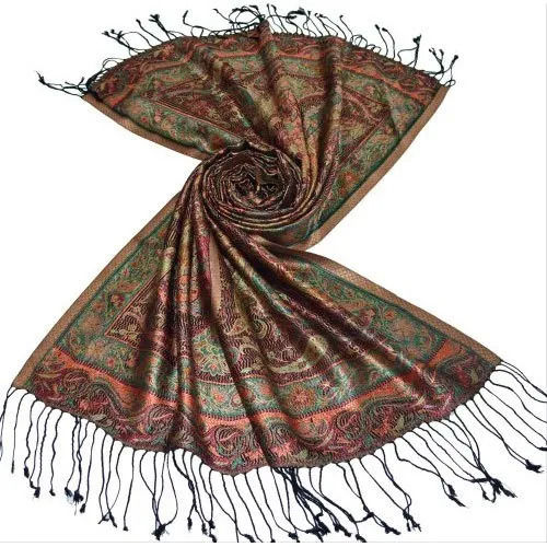 80x30 Inches Daily Wear Printed Silk Jamawar Shawl For Womens