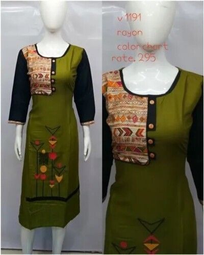 Brass Ladies Full Sleeves Printed Cotton Kurti For Casual Wear