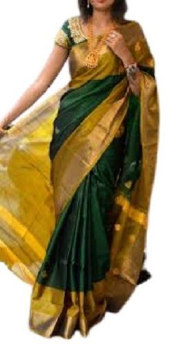 Light Weight Plain Pattern South Style Festive Wear Silk Saree For Ladies