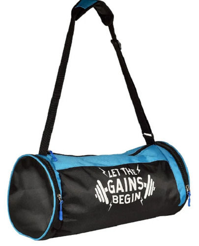 Black Lightweight Moisture Proof Zipper Plain Polyester Sports Bag For Gym 