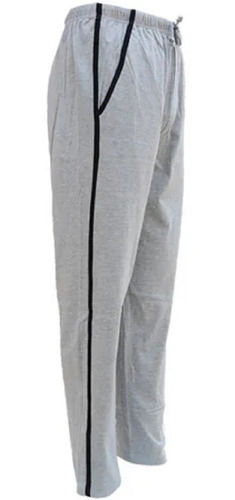 Gray Plain Cotton Regular Fit Mens Track Pants