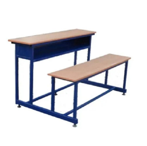 2 Seater Wooden And Stainless Steel School Bench No Assembly Required