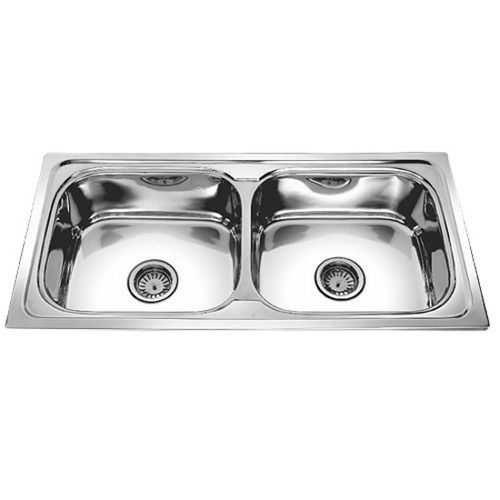 Corrosion Resistance 45X20X9 Inches Polished Finish Stainless Steel Double Bowl Kitchen Sink