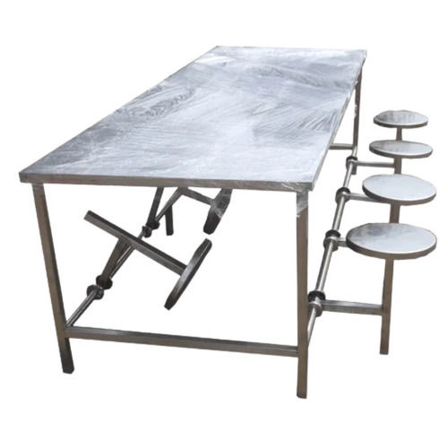 Machine Made 8 Seater Rectangular Polished Finish Modern Stainless Steel Dining Table