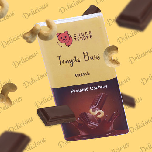 Choco Teddy'S Tempto Bars Mini Cashew Roasted Chocolate Bar - Pack Of 1 - 25 G (Roasted Cashew Bars) Ingredients: Finest Cocoa