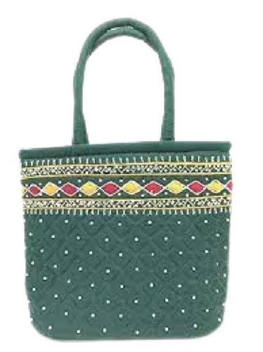 Designer Printed Zipper Closure Loop Handle Cotton Hand Bag