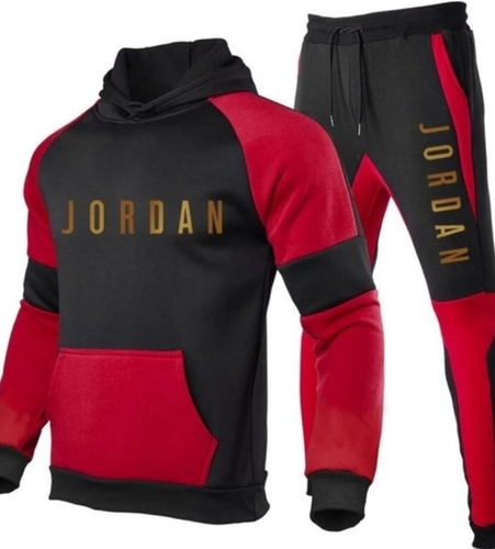 Party Wear Mens Black And Red Printed Sweatshirt Set With Trouser - Fleece Material, Available in Sizes S, M, L, XL | Washable, Long Sleeves