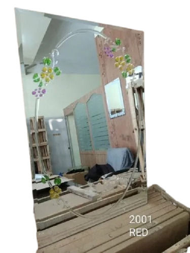 Colorless 100% Reflective Glass Made Rectangular Designer Mirror For Bathrooms