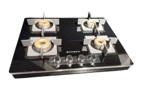 Lpg 22X16X4 Inches Glass Top Stainless Steel Four Burner Gas Stove