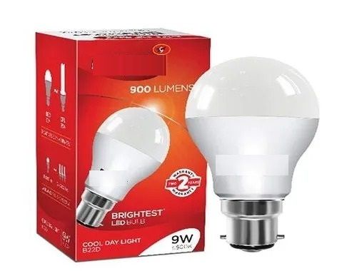 White 9 Watts Bright Light Round Aluminum And Ceramic Material Led Bulb 