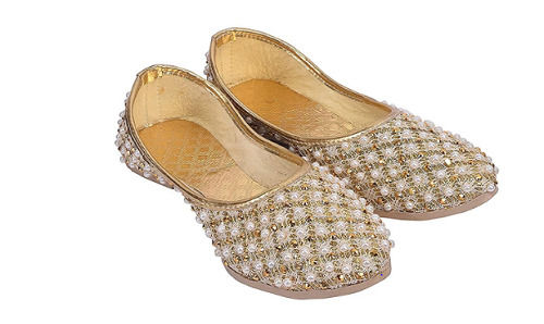 Yellow Breathable And Washable Leather Canvas Flat Fancy Jutti