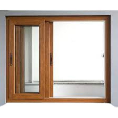 Brown Easy Installation Sliding Wooden Fiberglass Window For Residential Places