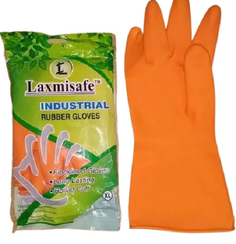 स्पोर्ट्स और मेडिकल इंडस्ट्रियल के लिए ऑरेंज फुल फिंगर प्लेन रबर हैंड ग्लव्स