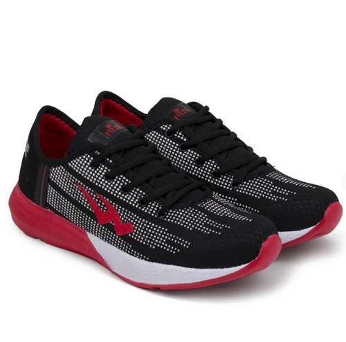 पुरुषों के लिए काले हल्के लेस क्लोज़र पॉलीयुरेथेन और मेश स्पोर्ट्स रनिंग शूज़