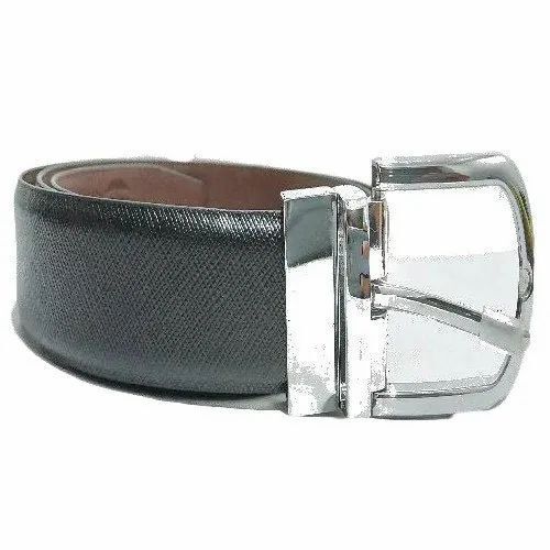 Mens 12 Inch Plain Black Leather Belt With Shiny Look