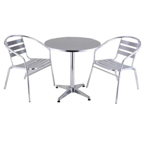Polished Corrosion Resistance Outdoor Aluminium Table With Two Chair