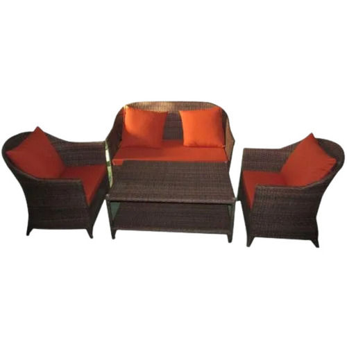 Machine Made Powder Coated Four Seater Artificial Cane Sofa Set