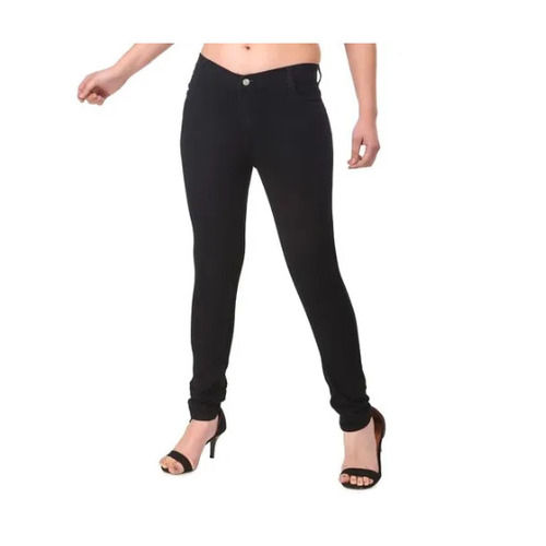 Black Slim Fit Style Customizable Size Plain Dyed Washed Women Silky Denim Jeans