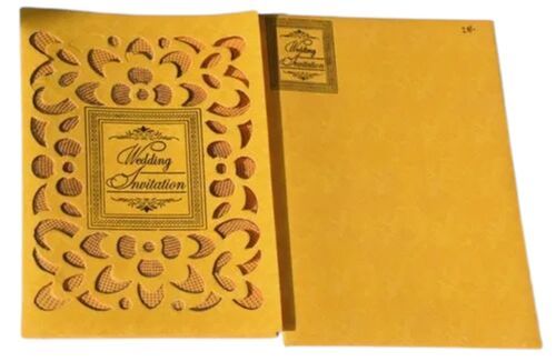 Thick Lightweight Foldable Style Two Leaflets Hindu Wedding Invitations Card  Size: 10 X 8  Inch