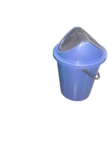 Blue Tough High Strength Easy To Carry Round Shape Plastic Dustbin For Storing Trash