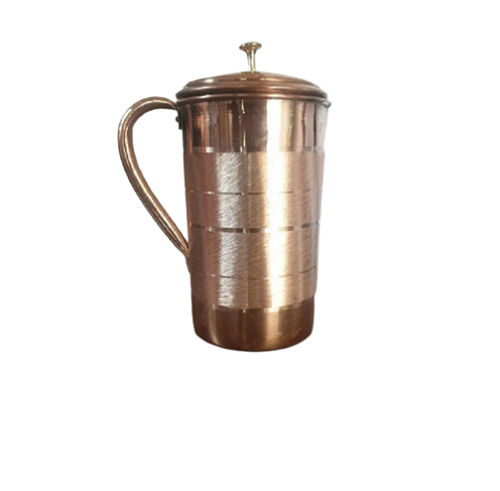 Brown 2 Liter Storage Capacity Round Shape Polished Finish Copper Water Jug For Home