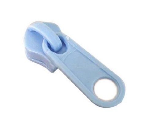 Blue 3 Cm Long Lightweight Color Coated Plastic Closed End Zipper Slider For Garments