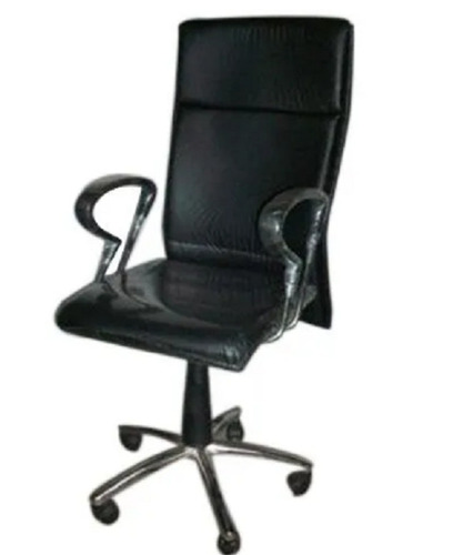 3 फीट लंबा भारतीय स्टाइल पॉलिश स्टील और लेदर हाई-बैक स्विवेल ऑफिस चेयर